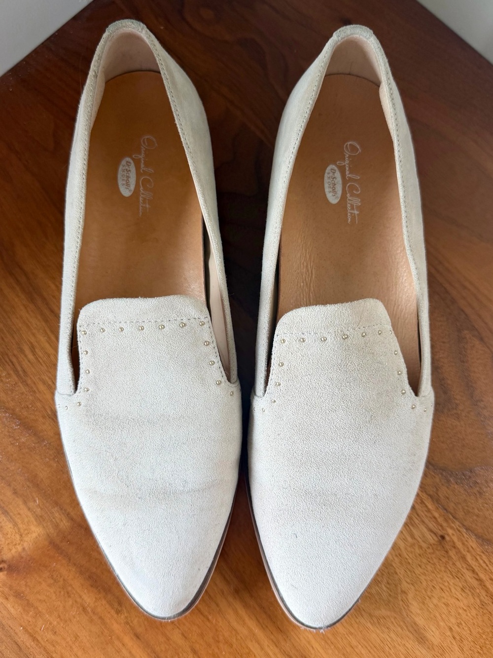 Pointed Toe Dr. Scholls Slip-On Loafers in Light Beige